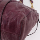 Miu Miu Hand Bag Leather 2way Purple Gold Auth 167734M-17