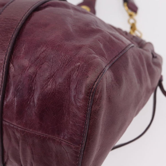 Miu Miu Hand Bag Leather 2way Purple Gold Auth 167734M
