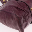 Miu Miu Hand Bag Leather 2way Purple Gold Auth 167734M-18
