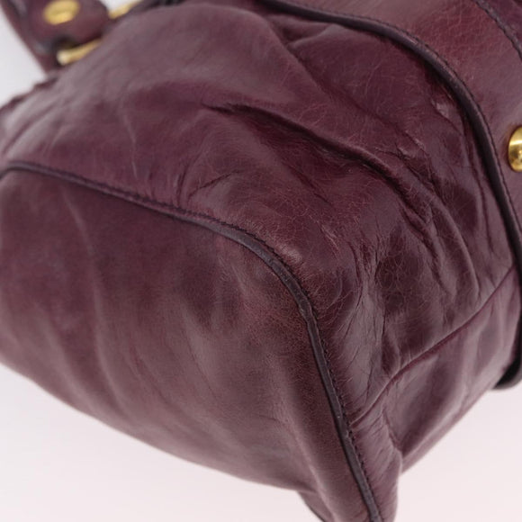 Miu Miu Hand Bag Leather 2way Purple Gold Auth 167734M