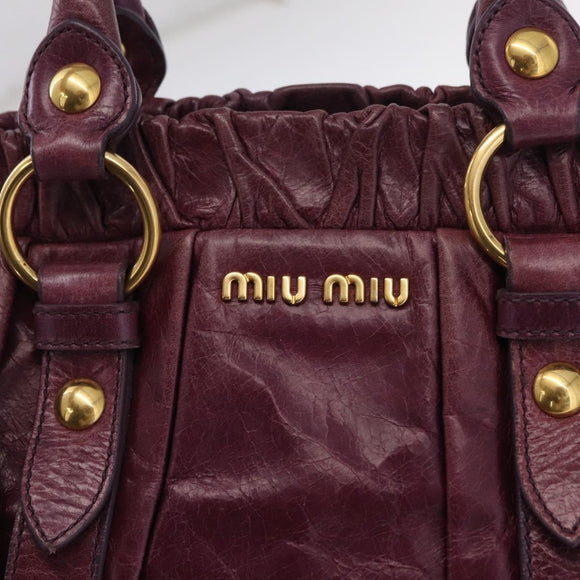 Miu Miu Hand Bag Leather 2way Purple Gold Auth 167734M