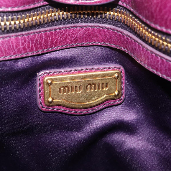 Miu Miu Hand Bag Leather 2way Purple Gold Auth 167734M