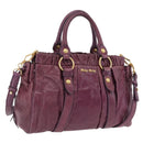 Miu Miu Hand Bag Leather 2way Purple Gold Auth 167734M-1