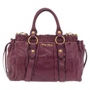 Miu Miu Hand Bag Leather 2way Purple Gold Auth 167734M-13