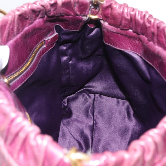 Miu Miu Hand Bag Leather 2way Purple Gold Auth 167734M