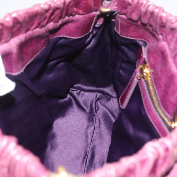 Miu Miu Hand Bag Leather 2way Purple Gold Auth 167734M