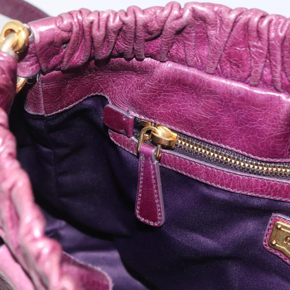 Miu Miu Hand Bag Leather 2way Purple Gold Auth 167734M