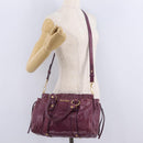 Miu Miu Hand Bag Leather 2way Purple Gold Auth 167734M-26