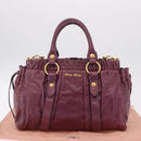 Miu Miu Hand Bag Leather 2way Purple Gold Auth 167734M-12