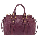 Miu Miu Hand Bag Leather 2way Purple Gold Auth 167734M-2