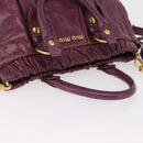 Miu Miu Hand Bag Leather 2way Purple Gold Auth 167734M-6