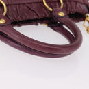 Miu Miu Hand Bag Leather 2way Purple Gold Auth 167734M-7