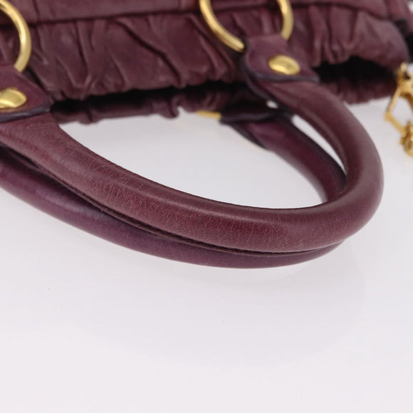 Miu Miu Hand Bag Leather 2way Purple Gold Auth 167734M