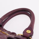Miu Miu Hand Bag Leather 2way Purple Gold Auth 167734M-14