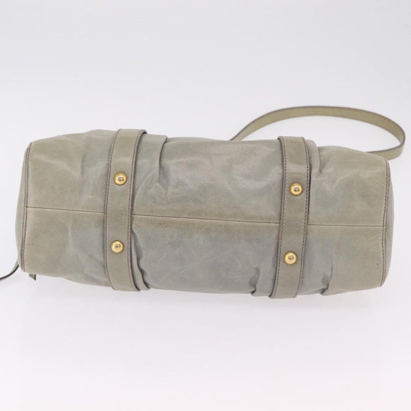 Miu Miu Hand Bag Leather 2way Gray Gold Auth 167735M