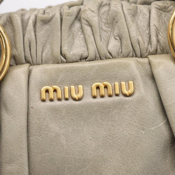 Miu Miu Hand Bag Leather 2way Gray Gold Auth 167735M