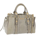 Miu Miu Hand Bag Leather 2way Gray Gold Auth 167735M-1