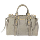 Miu Miu Hand Bag Leather 2way Gray Gold Auth 167735M-2