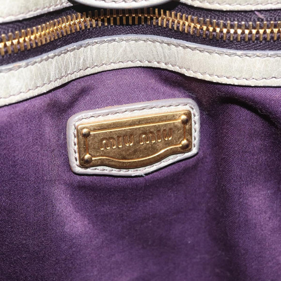 Miu Miu Hand Bag Leather 2way Gray Gold Auth 167735M