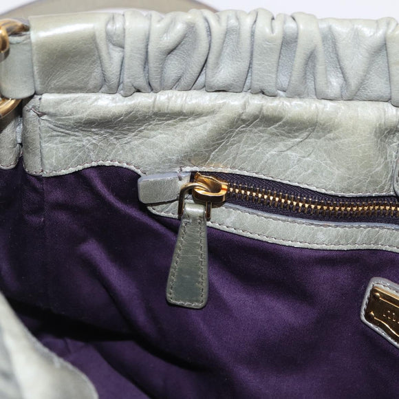 Miu Miu Hand Bag Leather 2way Gray Gold Auth 167735M