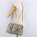 Miu Miu Hand Bag Leather 2way Gray Gold Auth 167735M-27