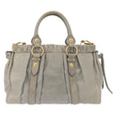 Miu Miu Hand Bag Leather 2way Gray Gold Auth 167735M-3