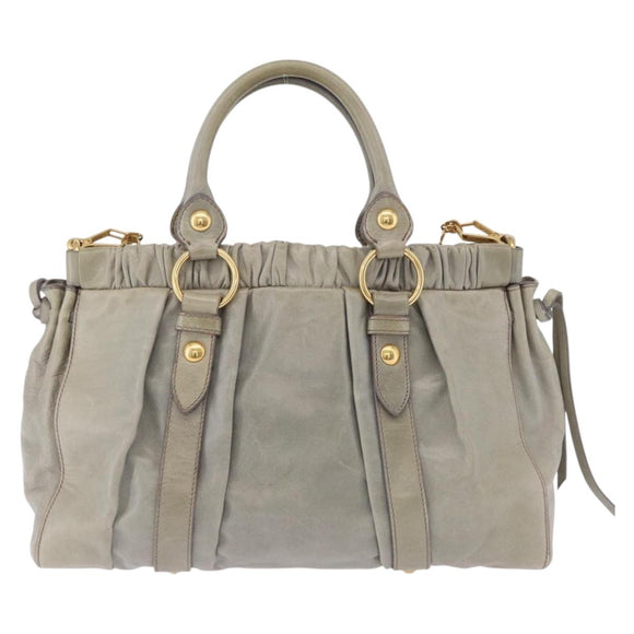 Miu Miu Hand Bag Leather 2way Gray Gold Auth 167735M