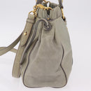 Miu Miu Hand Bag Leather 2way Gray Gold Auth 167735M-4