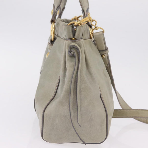 Miu Miu Hand Bag Leather 2way Gray Gold Auth 167735M