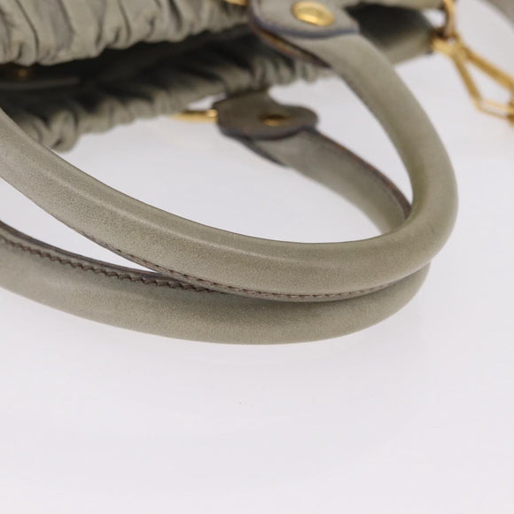 Miu Miu Hand Bag Leather 2way Gray Gold Auth 167735M