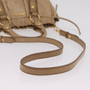 Miu Miu Hand Bag Leather 2way Beige Gold Auth 167736M-9