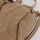 Miu Miu Hand Bag Leather 2way Beige Gold Auth 167736M-20