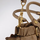 Miu Miu Hand Bag Leather 2way Beige Gold Auth 167736M-23