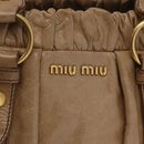 Miu Miu Hand Bag Leather 2way Beige Gold Auth 167736M-24