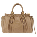 Miu Miu Hand Bag Leather 2way Beige Gold Auth 167736M-2