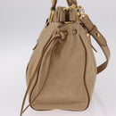 Miu Miu Hand Bag Leather 2way Beige Gold Auth 167736M-4
