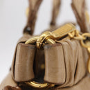 Miu Miu Hand Bag Leather 2way Beige Gold Auth 167736M-5