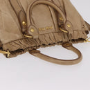 Miu Miu Hand Bag Leather 2way Beige Gold Auth 167736M-14