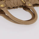 Miu Miu Hand Bag Leather 2way Beige Gold Auth 167736M-7