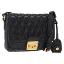 Miu Miu Shoulder Bag Leather Black Gold Auth 167737A-1