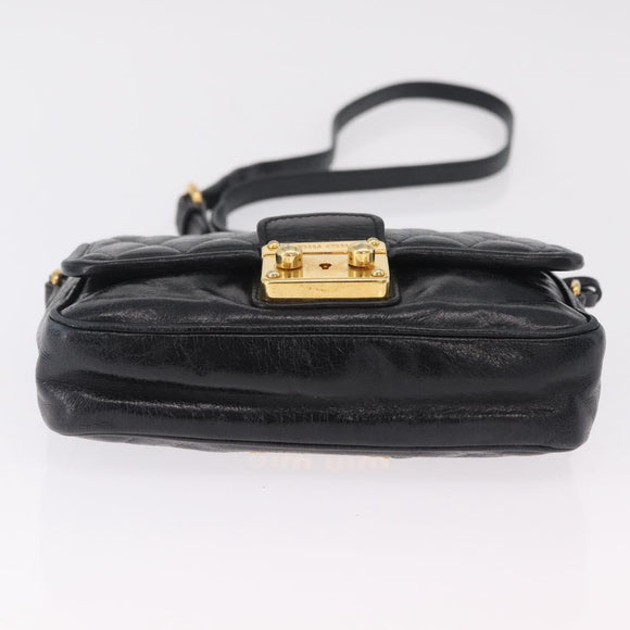 Miu Miu Shoulder Bag Leather Black Gold Auth 167737A