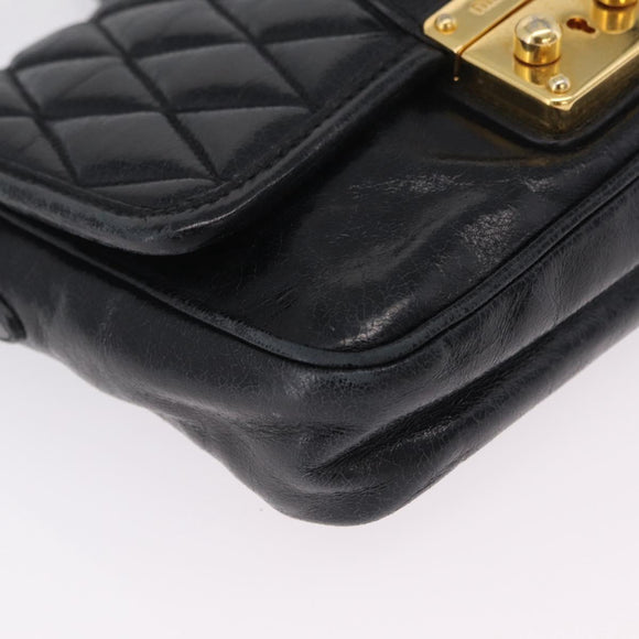 Miu Miu Shoulder Bag Leather Black Gold Auth 167737A