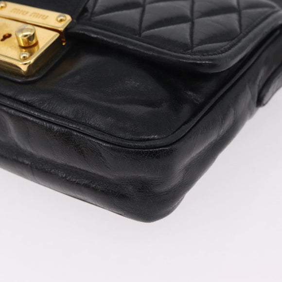 Miu Miu Shoulder Bag Leather Black Gold Auth 167737A