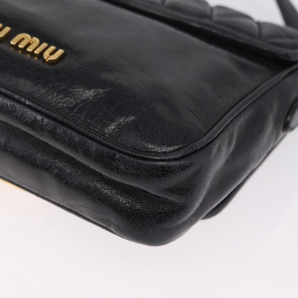 Miu Miu Shoulder Bag Leather Black Gold Auth 167737A