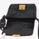 Miu Miu Shoulder Bag Leather Black Gold Auth 167737A-23