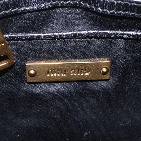 Miu Miu Shoulder Bag Leather Black Gold Auth 167737A