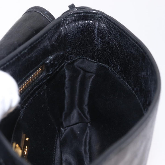 Miu Miu Shoulder Bag Leather Black Gold Auth 167737A