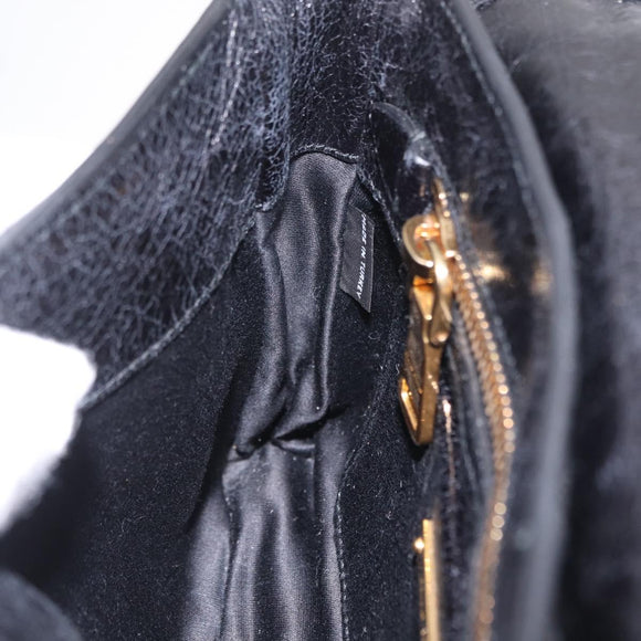 Miu Miu Shoulder Bag Leather Black Gold Auth 167737A