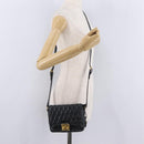 Miu Miu Shoulder Bag Leather Black Gold Auth 167737A-29