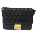 Miu Miu Shoulder Bag Leather Black Gold Auth 167737A-13